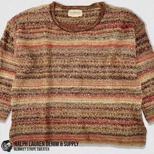 RALPH LAUREN DENIM & SUPPLY BLANKET STRIPE WOOL BLEND SWEATER WOMEN SIZE MEDIUM